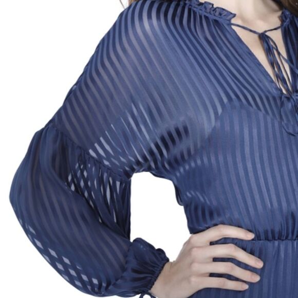 Alice + Olivia Ruffled Silk-Blend Romper, Blue - Picture 5 of 13